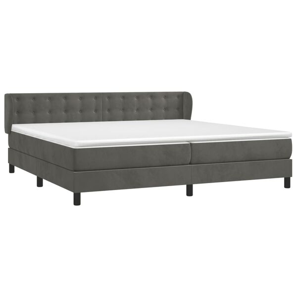 vidaXL Cama box spring con colch&oacute;n terciopelo gris oscuro 200x200 cm