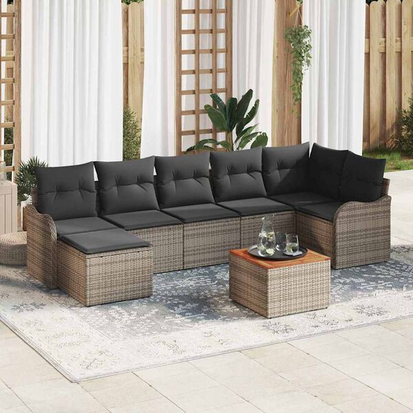 vidaXL Conjunto de sof&aacute; de jard&iacute;n 8 pcs Gris