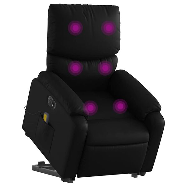 vidaXL Sill&oacute;n de masaje elevable el&eacute;ctrico cuero sint&eacute;tico negro