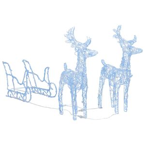 vidaXL Reno y trineo adorno navide&ntilde;o 160 LEDs acr&iacute;lico 130 cm