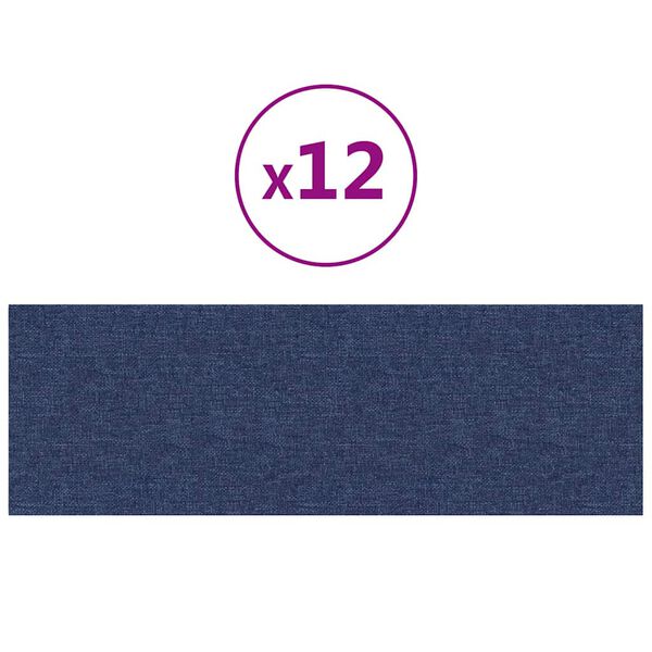 vidaXL Paneles de pared 12 uds tela azul 90x30 cm 3,24 m&sup2;