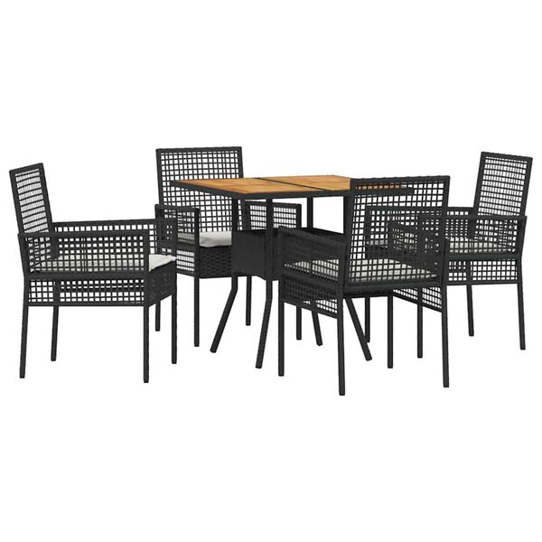 vidaXL Conjunto de Comedor de Jardín 5 pcs Negro ratán sintético