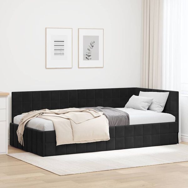 vidaXL Estructura de cama en esquina Negro 100 cm x 200 cm Terciopelo