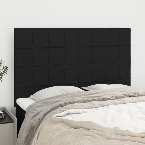 vidaXL Cabecero de cama de tela negro 144x5x118/128 cm