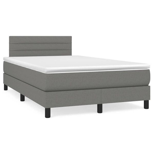 vidaXL Cama box spring con colch&oacute;n tela gris oscuro 120x200 cm