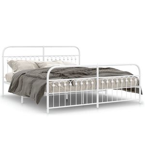 vidaXL Estructura cama sin colch&oacute;n con estribo metal blanco 183x203 cm