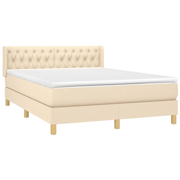 vidaXL Cama box spring con colch&oacute;n tela color crema 140x200 cm