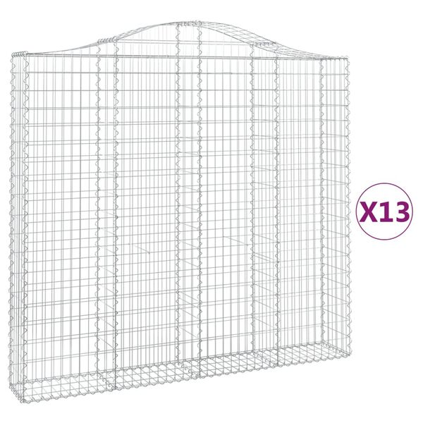 vidaXL Cestas de gaviones 13 uds forma de arco hierro 200x30x180/200cm