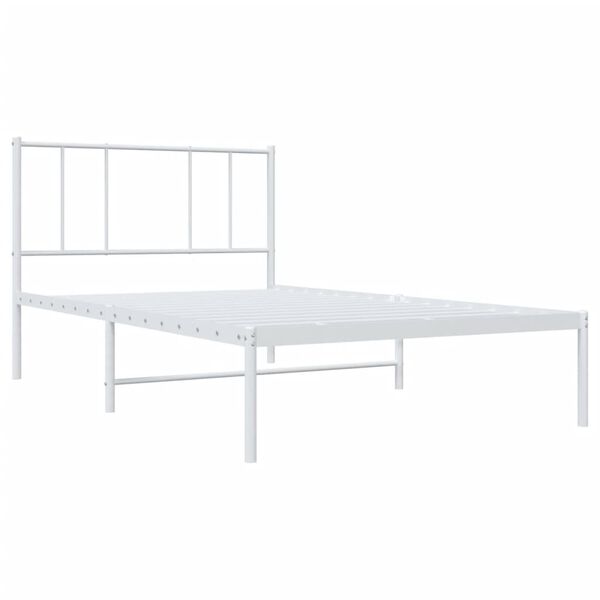 vidaXL Estructura cama sin colch&oacute;n con cabecero metal blanco 90x200 cm