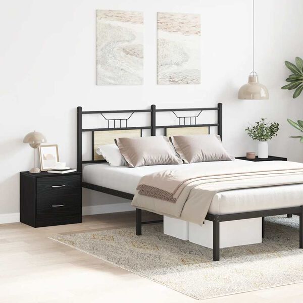 vidaXL Mesillas de noche 2 uds roble negro 40x30x40 cm