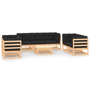 vidaXL Muebles de jard&iacute;n 8 pzas y cojines madera maciza pino