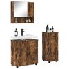 vidaXL Juego de muebles de ba&ntilde;o con caj&oacute;n 3 pcs Roble ahumado