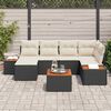 vidaXL Conjunto de sof&aacute;s de jard&iacute;n 7 pcs Negro y crema Rat&aacute;n sint&eacute;tico