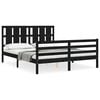 vidaXL Estructura cama de matrimonio con cabecero madera maciza negro