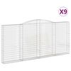 vidaXL Cestas de gaviones 9 uds forma de arco hierro 400x30x180/200 cm