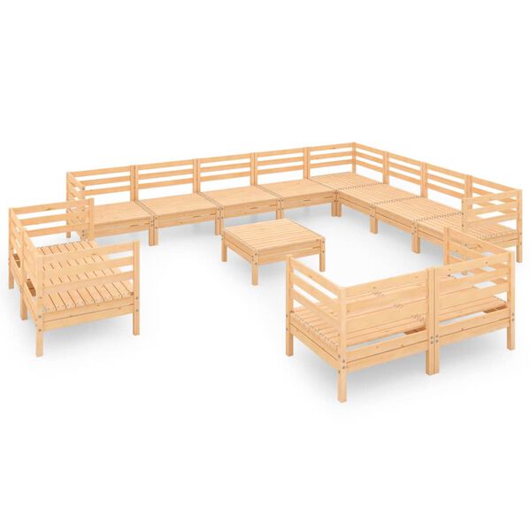 vidaXL Juego de muebles de jard&iacute;n 13 piezas madera maciza de pino