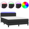 vidaXL Cama box spring colch&oacute;n y LED cuero sint&eacute;tico negro 140x190 cm