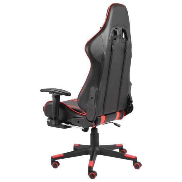 vidaXL Silla gaming giratoria con reposapi&eacute;s PVC rojo