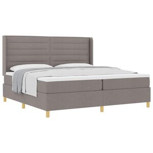 vidaXL Cama tipo Box Spring con colch&oacute;n Taup&eacute; 200 x 200 cm tela