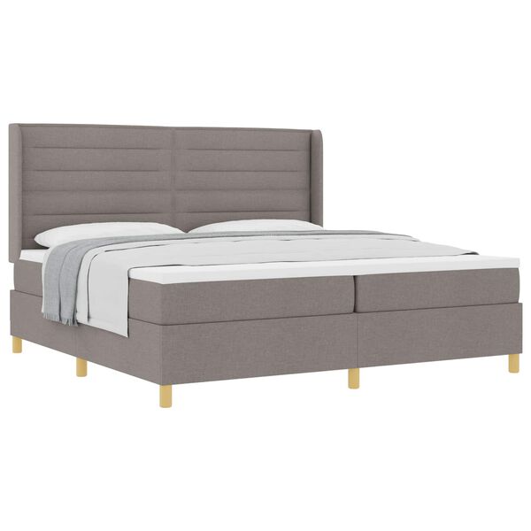 vidaXL Cama tipo Box Spring con colch&oacute;n Taup&eacute; 200 x 200 cm tela
