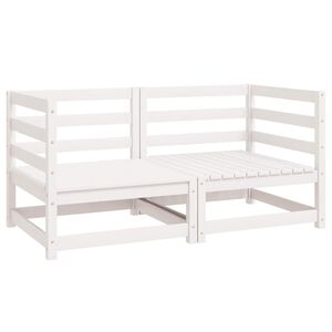 vidaXL Sof&aacute;s de esquina de jard&iacute;n 2 uds blanco madera maciza de pino
