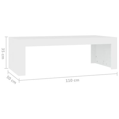 vidaXL Mesa de centro madera de ingeniería blanca 110x50x35 cm