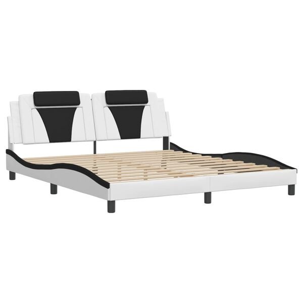 vidaXL Estructura de cama Viana con LED sin colch&oacute;n blanco negro 180x200 cm
