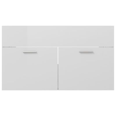 vidaXL Armario para lavabo contrachapada blanco brillo 80x38,5x46 cm