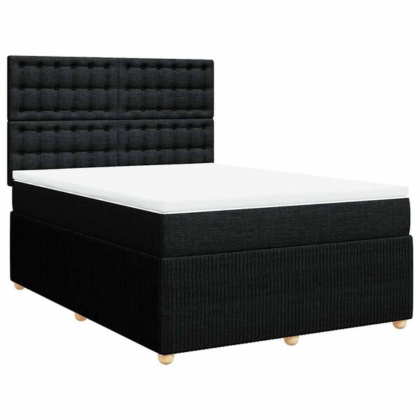 vidaXL Cama box spring con colch&oacute;n tela negro 160x200 cm