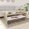 vidaXL Mesa de centro madera contrachapada blanco y roble 100x40x40 cm