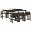 vidaXL Set comedor de jard&iacute;n 7 pzas con cojines rat&aacute;n sint&eacute;tico marr&oacute;n
