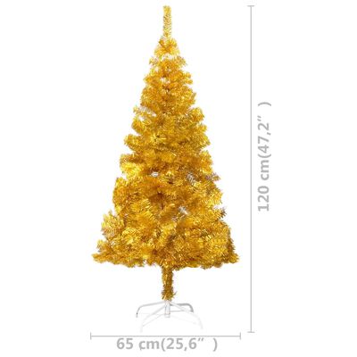 vidaXL Árbol de Navidad artificial con LEDs y bolas PET dorado 120 cm