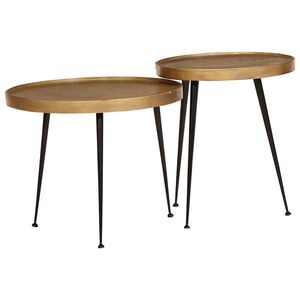 vidaXL Mesa de centro 2 uds madera contrachapada dorada