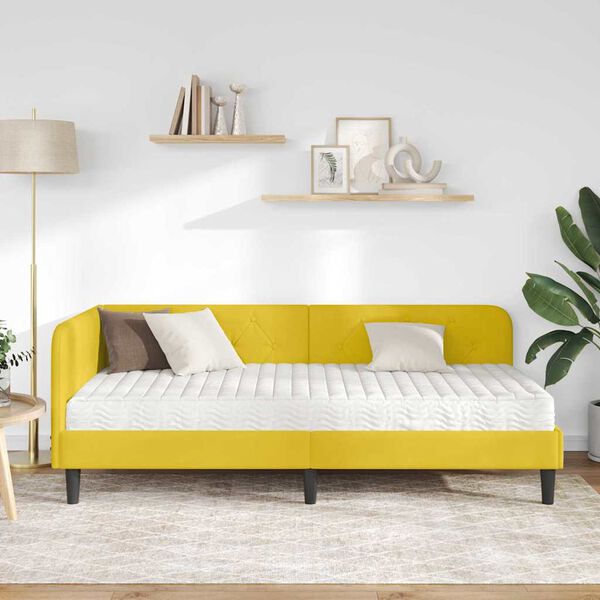 vidaXL Estructura de cama en esquina Amarillo 100 x 200 cm Terciopelo