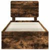 vidaXL Estructura de cama con cabecera Roble ahumado 90 x 190 cm