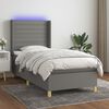vidaXL Cama box spring colch&oacute;n y luces LED tela gris oscuro 90x200 cm