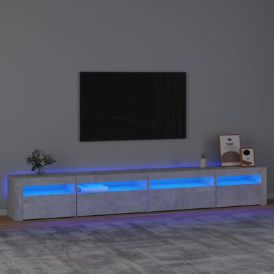 vidaXL Mueble de TV con luces LED gris hormigón 270x35x40 cm
