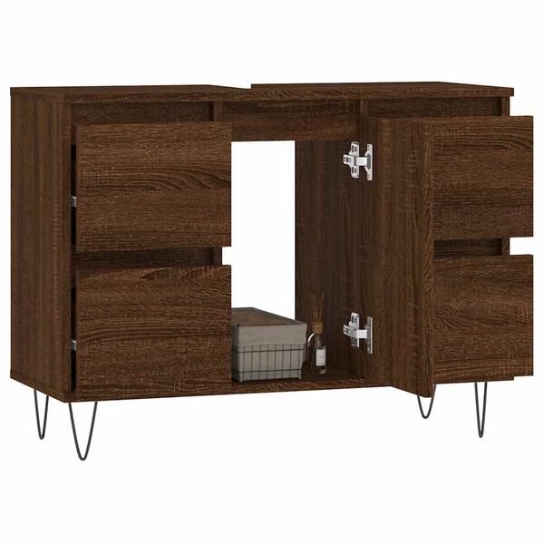 vidaXL Mueble de ba&ntilde;o madera de ingenier&iacute;a roble marr&oacute;n 80x33x60 cm