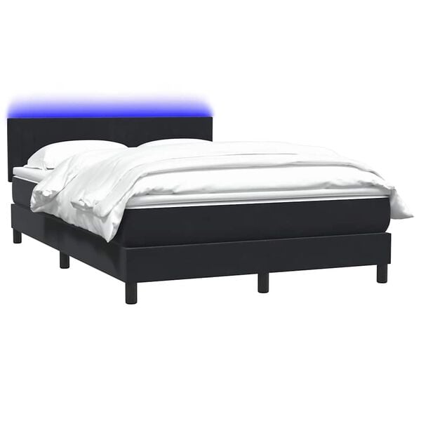 vidaXL Cama box spring con colch&oacute;n y LED terciopelo negro 160x220 cm