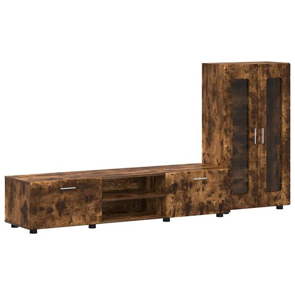 vidaXL Conjunto de mueble de TV con caj&oacute;n FLORIN Roble ahumado