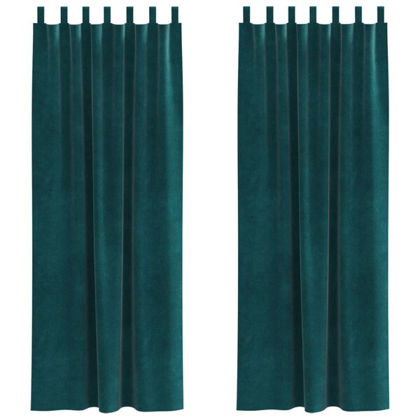 vidaXL Cortinas opacas 2 pcs Verde oscuro 140 x 260 cm Terciopelo