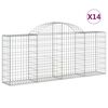 vidaXL Cestas de gaviones 14 uds forma de arco hierro 200x30x80/100 cm
