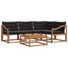 vidaXL Conjunto de sof&aacute;s de exterior con coj&iacute;n 5 pcs Natural y negro