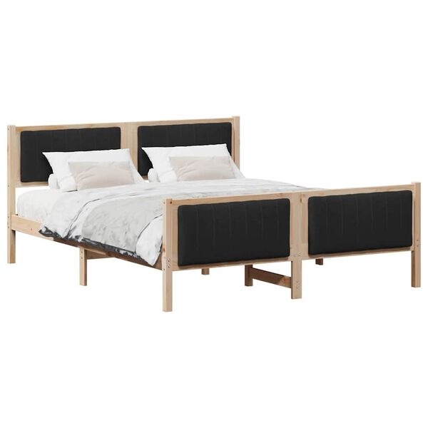 vidaXL Estructura de cama con cabecera Marr&oacute;n y negro 150 x 200 cm