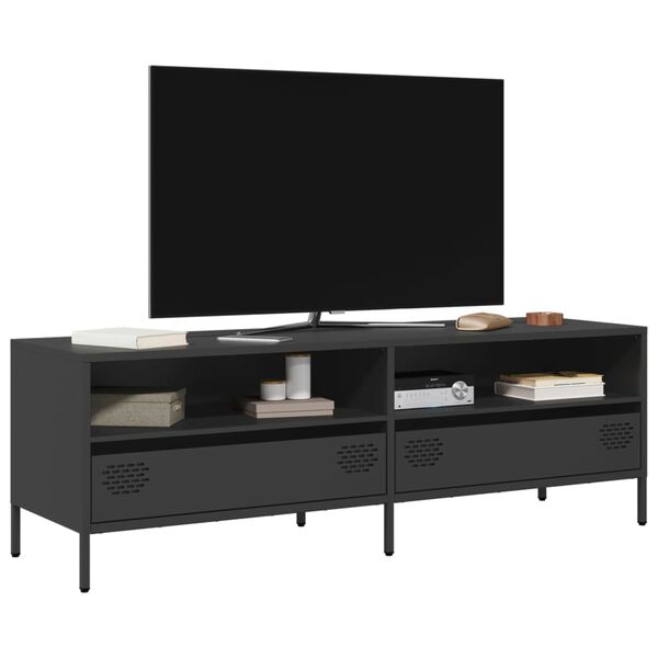 vidaXL Mueble para TV acero laminado en fr&iacute;o negro 135x39x43,5 cm