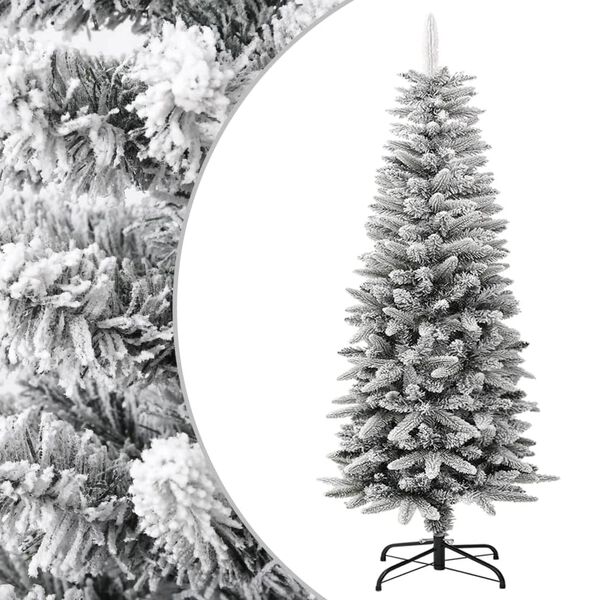 vidaXL Árbol de Navidad artificial estrecho con nieve PVC y PE 120 cm