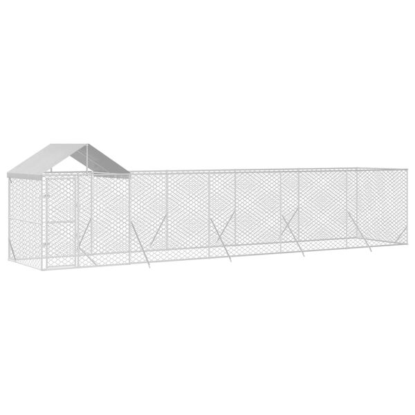 vidaXL Perrera de exterior con techo acero galvanizado plata 10x2x2,5m
