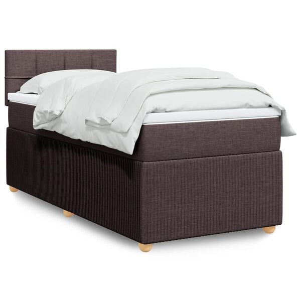 vidaXL Cama box spring con colchón tela marrón oscuro 80x200 cm