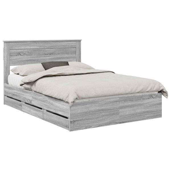 vidaXL Estructura de cama Gris Sonoma 150 x 200 cm Madera Ingenieril