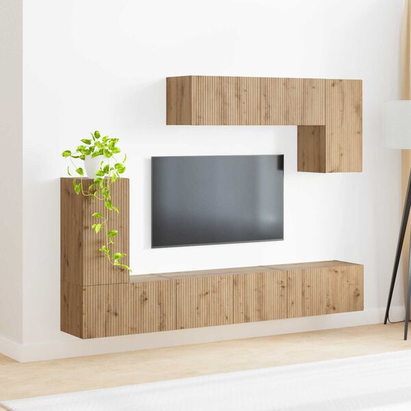 vidaXL Conjunto de mueble de TV 5 pcs Madera envejecida
